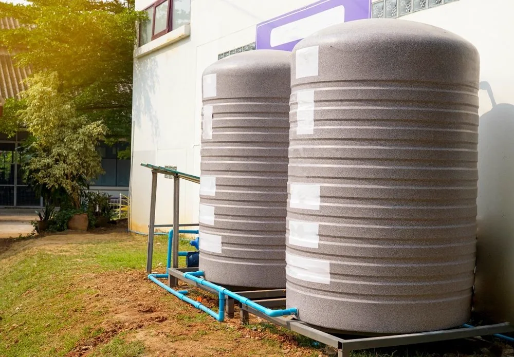 Onsite septic system tanks installed beside a Brisbane home